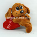 baby gifts soft toys 22cm plush standing big embroidery eyes dog rest on stuffed red heart